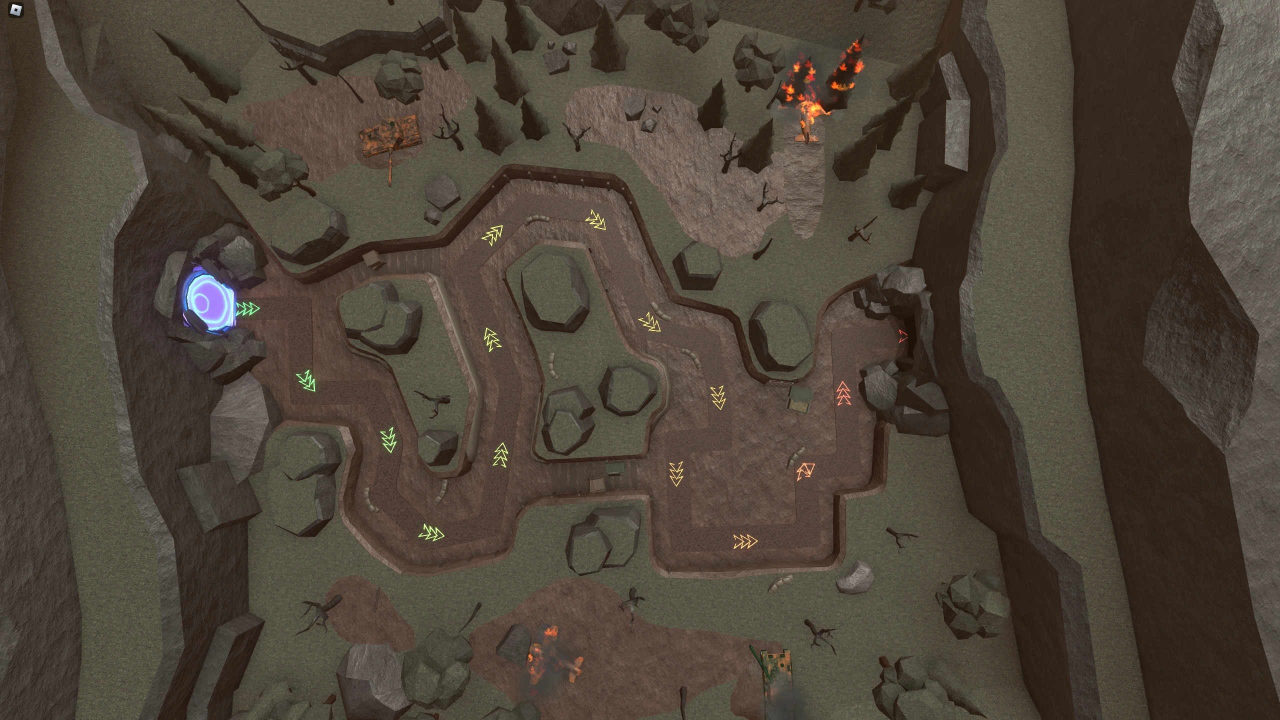 Wrecked Battlefield map in Tower Defense Simulator